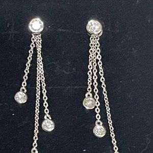 MOISSANITE  2" EARRINGS 925 SILVER 2 WEAR OPTIONS ( PICS) GORGEOUS W/GEM REPORT